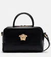 Versace La Medusa Small Leather Tote Bag In Black