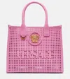 Versace La Medusa Small Leather Tote Bag In Pink