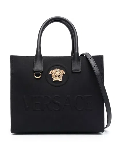 Versace La Medusa Small Tote Bag In Black