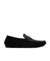 Versace La Medusa Studded Suede Loafer In Black