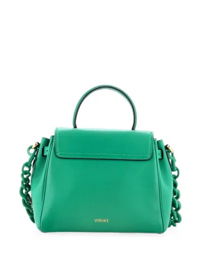 Pre-owned Versace La Medusa Top Handle Bag Leather Small Satchel In Green