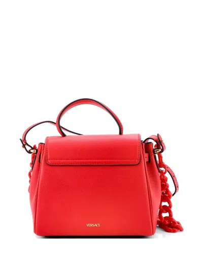 Pre-owned Versace La Medusa Top Handle Bag Leather Small Satchel In Red