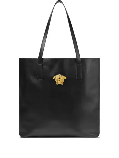 Versace Medusa Head Motif Tote Bag In Black
