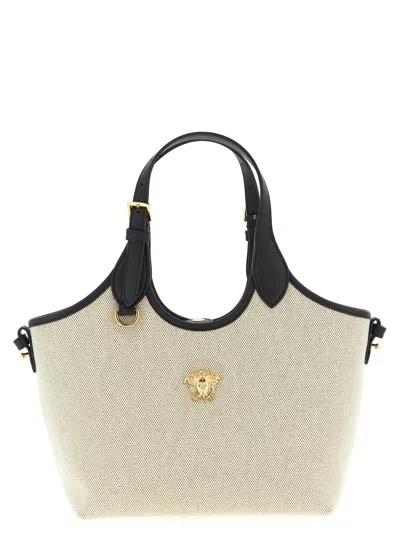 Versace Beige La Medusa Mini Tote In Neutral