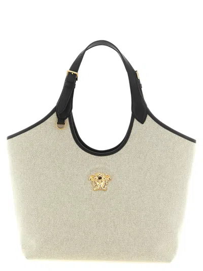 Versace La Medusa Tote Bag Beige In Neutral