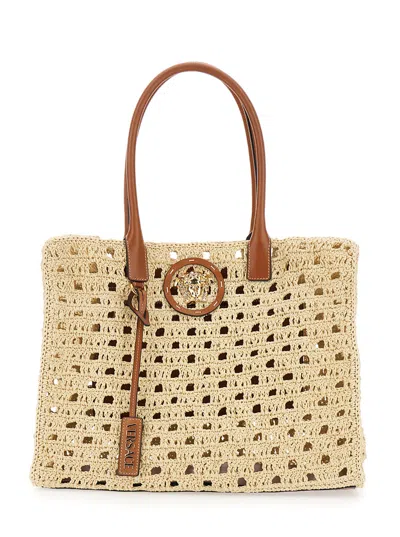 Versace La Medusa Tote Bag In Brown