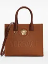 Versace La Medusa Tote Bag In Brown