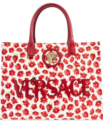 Versace La Medusa Tote Bag In Red