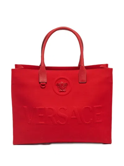 Pre-owned Versace La Medusa Tote Bag In Red
