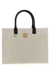 Versace Round Handle Canvas Shopping Bag With Medusa Detail