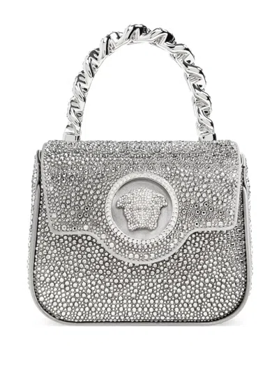 Versace La Medusa Tote Bag With Decoration In Grey