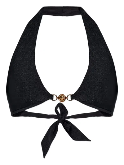 Versace La Medusa Triangle Bikini Top In Black