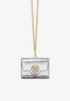 Versace La Medusa Trifold Chain Wallet In Python-embossed Leather In Silver