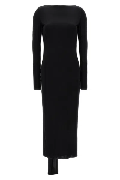 Versace Vacation Capsule Long Dress With Back Drape In Black