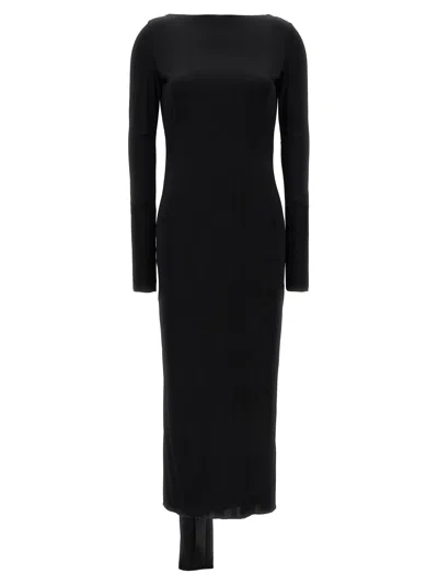 Versace Vacation Capsule Long Dress With Back Drape In Black