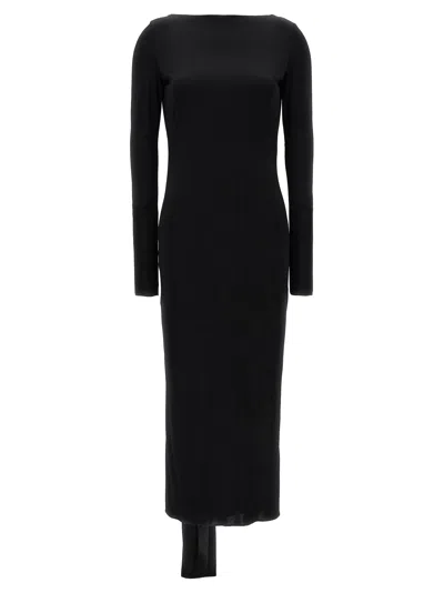Versace Vacation Capsule Long Dress With Back Drape In Black