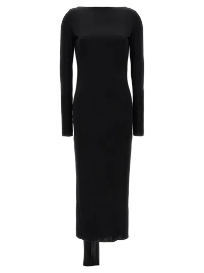 Versace Vacation Capsule Long Dress With Back Drape In Black
