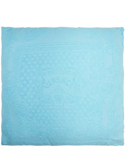 Versace La Vacanza Kissen Mit Logo-stickerei In Blau
