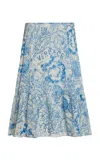 Versace Printed Techno Creponne Midi Skirt