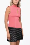 Versace La Vacanza Ribbed Tank Top With Cut-out In Pink