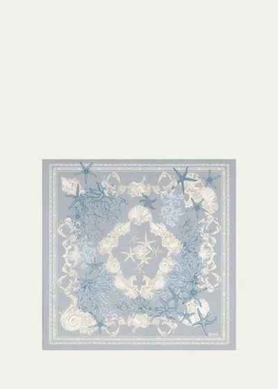 Versace La Vacanza Silk Twill Square Scarf In 5e360 Cocrete Dus