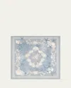 Versace La Vacanza Silk Twill Square Scarf In Cocrete Dusty Blue Bone