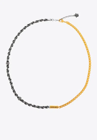 Versace La Vacanza Two-tone Brass Necklace In Gold