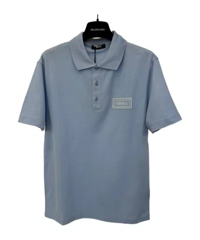 Versace Label Polo Shirt In Gray