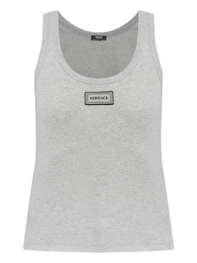 Versace Label T-shirt In Gray