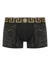 Versace Lace Boxer With Greca Pattern In Black
