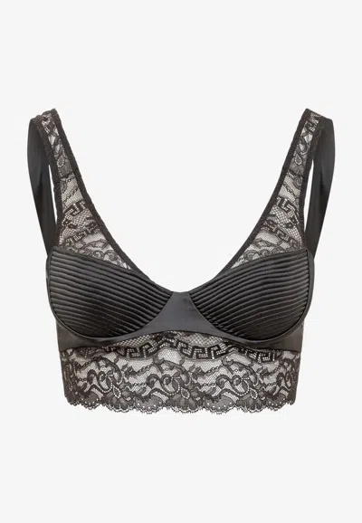 Versace Lace Bralette Top In Black