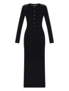 Versace Long Fitted Wool Dress With Gold-tone Button In Black