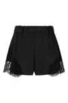 Versace High Waist Shorts Lace Panel Design In Black