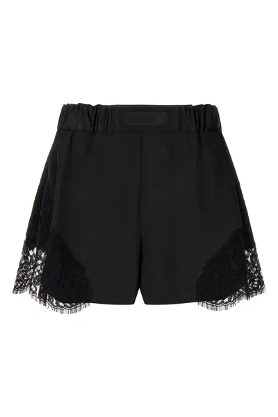 Versace High Waist Shorts Lace Panel Design In Black