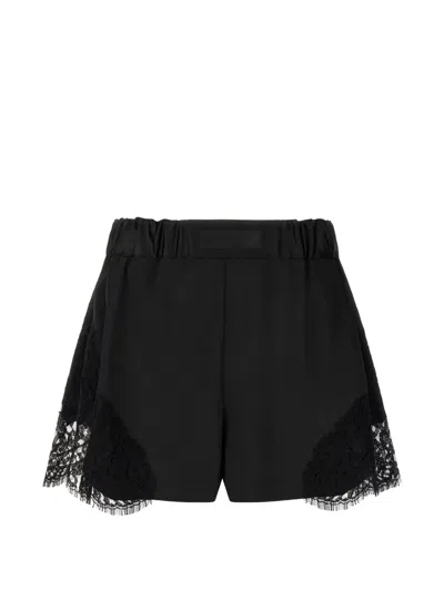 Versace High Waist Shorts Lace Panel Design In Black