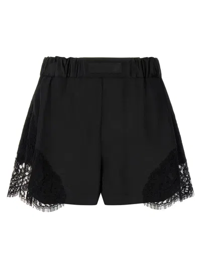 Versace High Waist Shorts Lace Panel Design In Black
