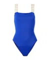 Versace Blue Greca Border Swimsuit In Blue