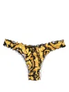 Versace Lace Slip With Barocco Motif In Yellow