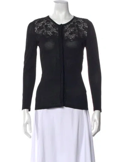 Pre-owned Versace Lace Pattern Crew Neck Sweater In Black