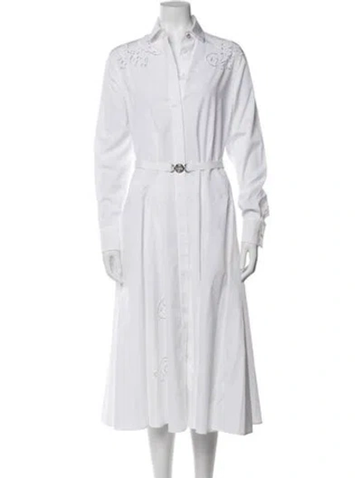 Pre-owned Versace Lace Pattern Long Dress In White