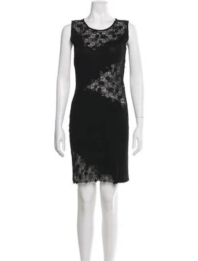 Pre-owned Versace Lace Pattern Mini Dress In Black