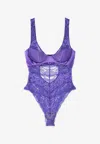Versace Lace Sleeveless Bodysuit In Purple