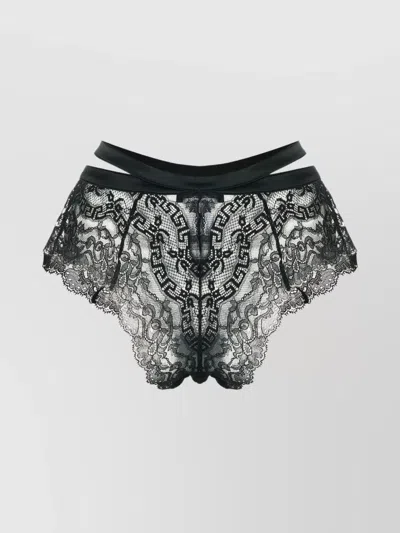 Versace Lace Slip High-waisted Satin Profiles In Black