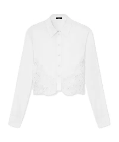 Versace Lace-trim Cotton-poplin Shirt In White