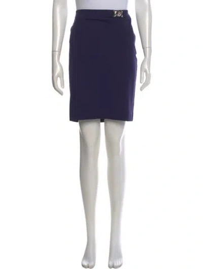 Pre-owned Versace Lace Trim Embellishment Knee-length Skirt In Blue