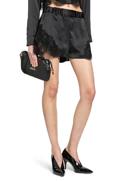Versace Lace-trim Shorts In Black