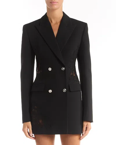 Versace Lace Trim Wool Blazer In Black