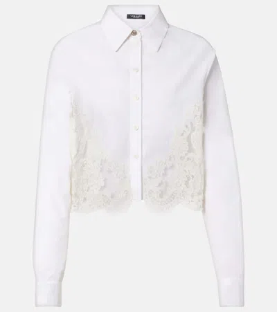 Versace Lace-trimmed Cotton Poplin Shirt In White