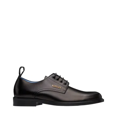 Versace Lace-up Derby Shoes In Black