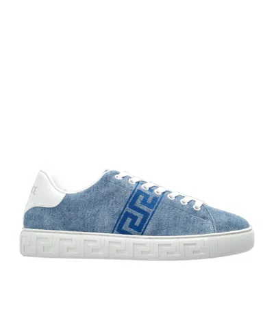Versace Lace-up Low-cut Casual Shoes In Blue
